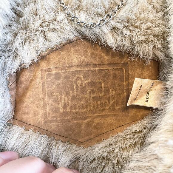 Vintage Woolrich Tan Lined Outerwear Faux Fur Collared Front Zip Vest Size XL - Picture 9 of 10